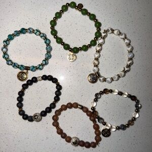 6 Rustic Cuff Stretch Bracelets